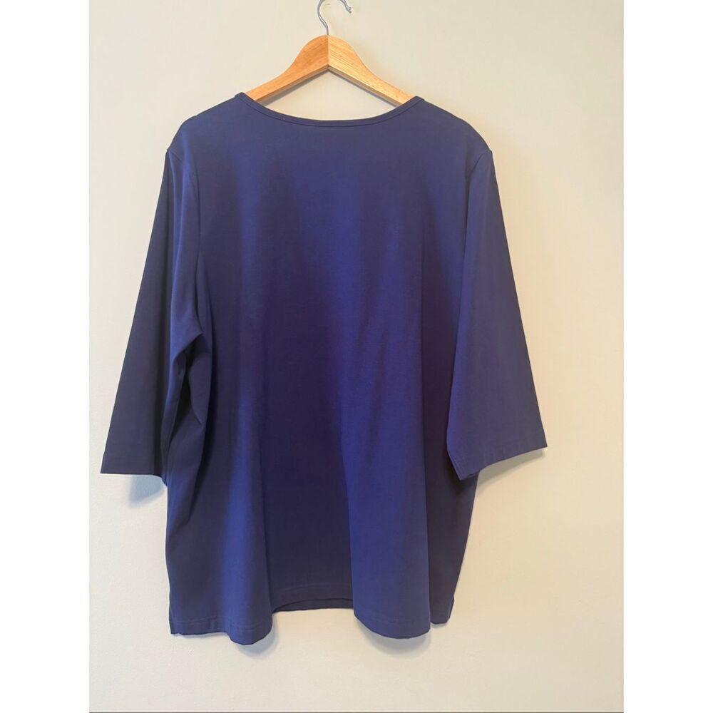 Quacker Factory Size 3X Rhinestone Square Neck Tunic Top Midnight Blue Sparkle - Picture 5 of 8